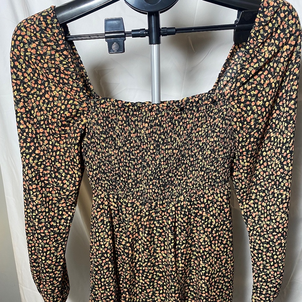 Abercrombie & Fitch Floral Smocked Mini Dress XS Puff Sleeve Cottagecore